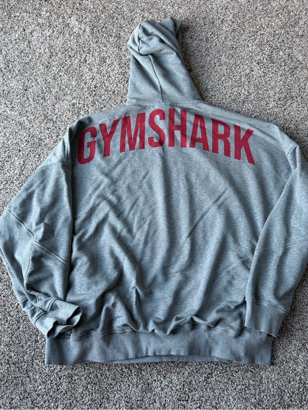 Gymshark Men's 3XL Gray Red Logo Graphic Pullover Hoodie Oversized XXXL